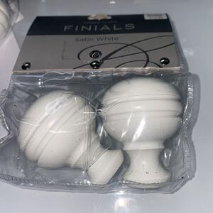 *Cambria Classic Complete Orbit Finial in Satin White Set of 2 Cast Zinc Metal